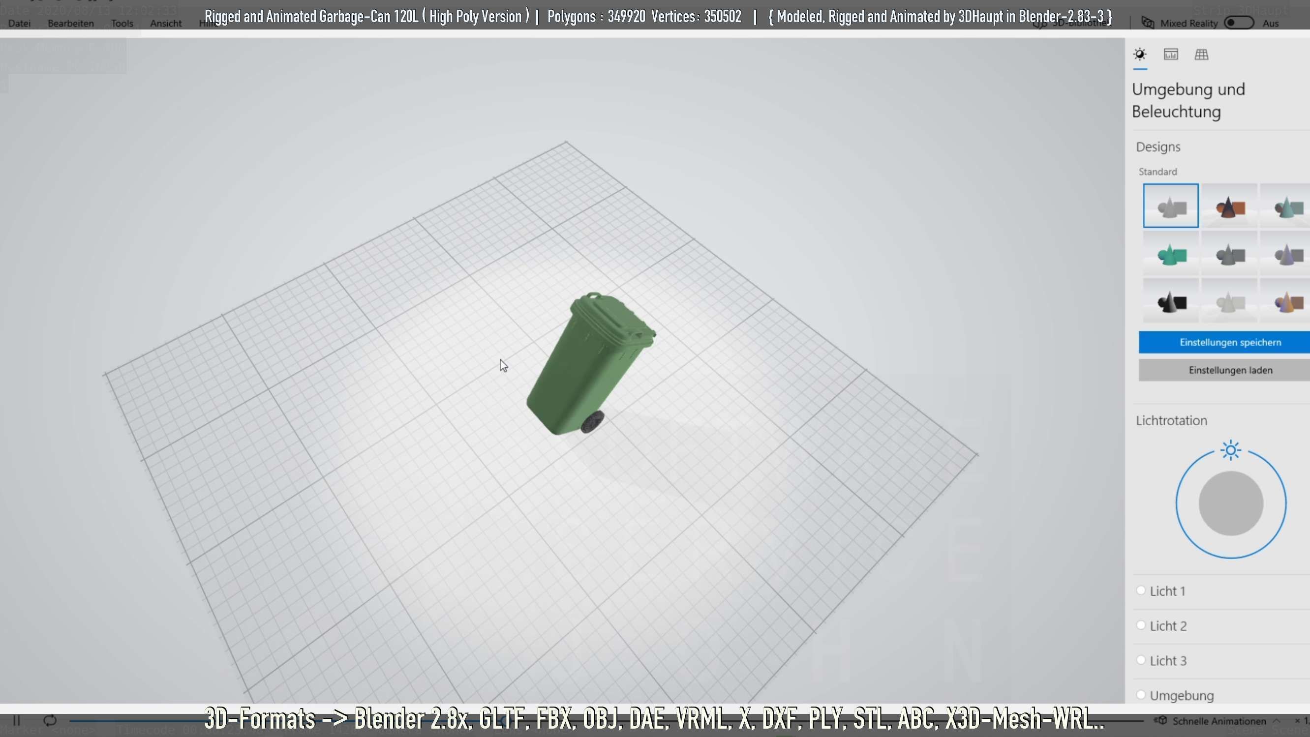 Rigged and Animated Garbage Can 120L High Poly 3D model_26