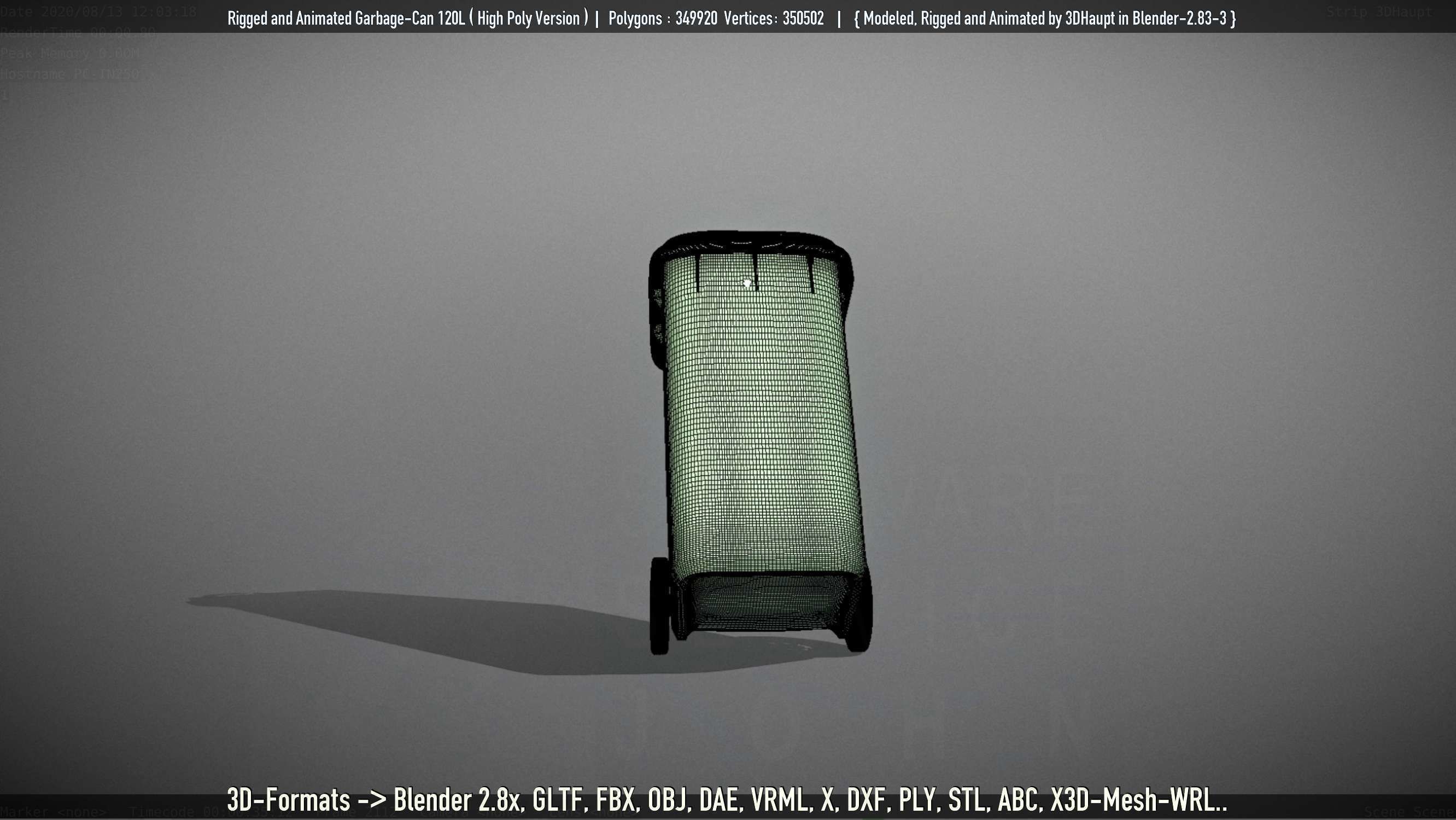 Rigged and Animated Garbage Can 120L High Poly 3D model_40