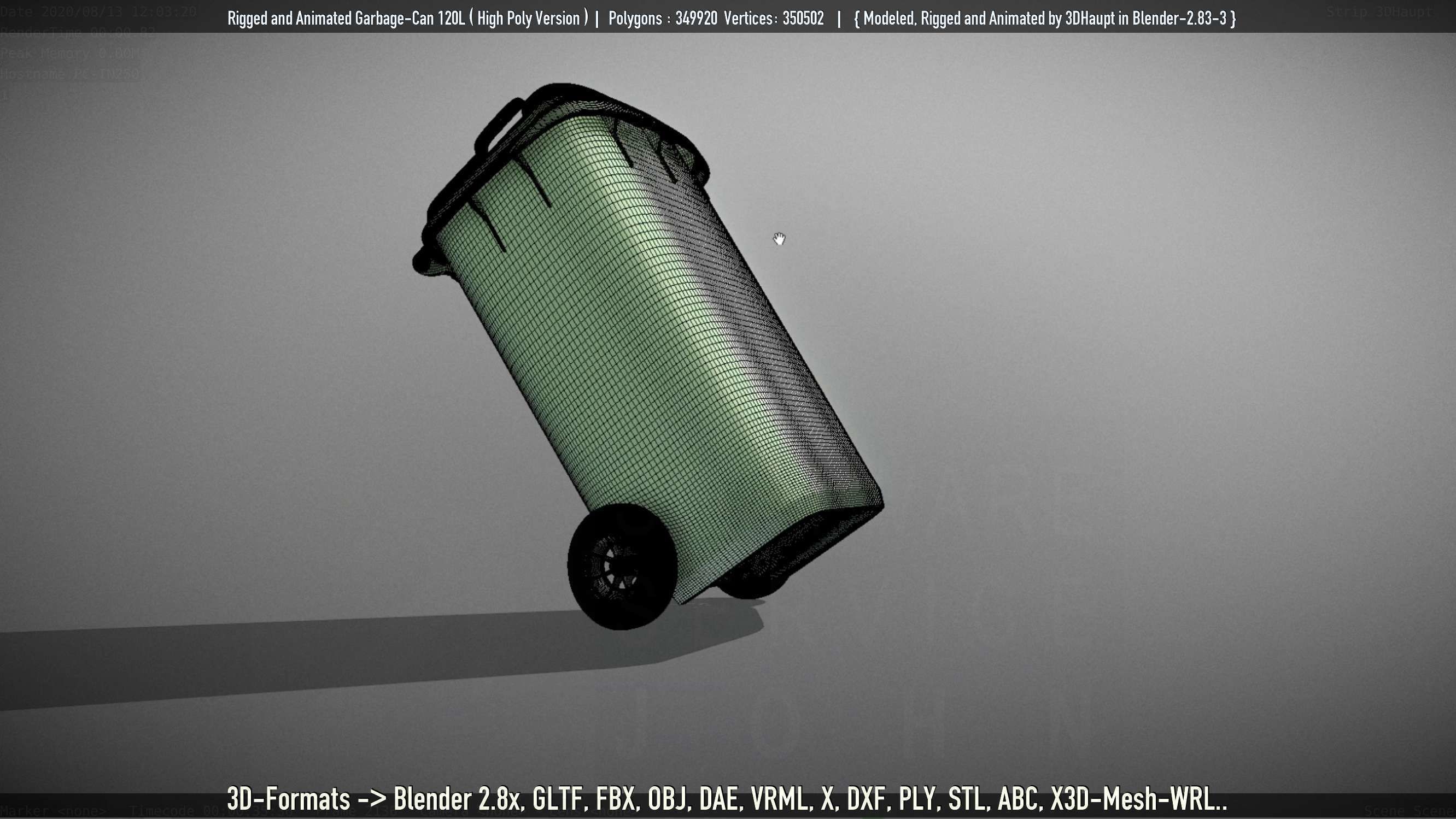 Rigged and Animated Garbage Can 120L High Poly 3D model_53