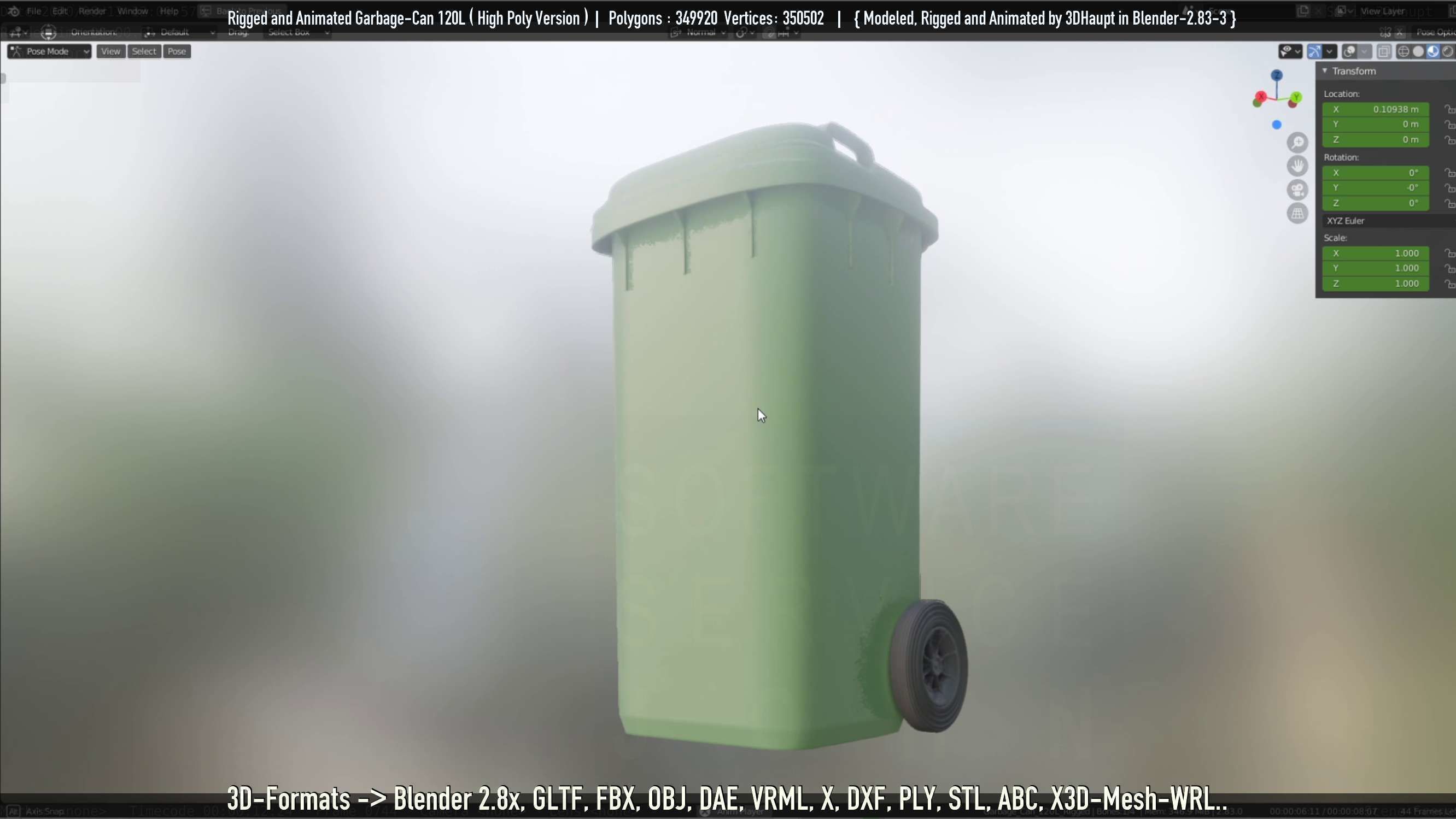 Rigged and Animated Garbage Can 120L High Poly 3D model_65