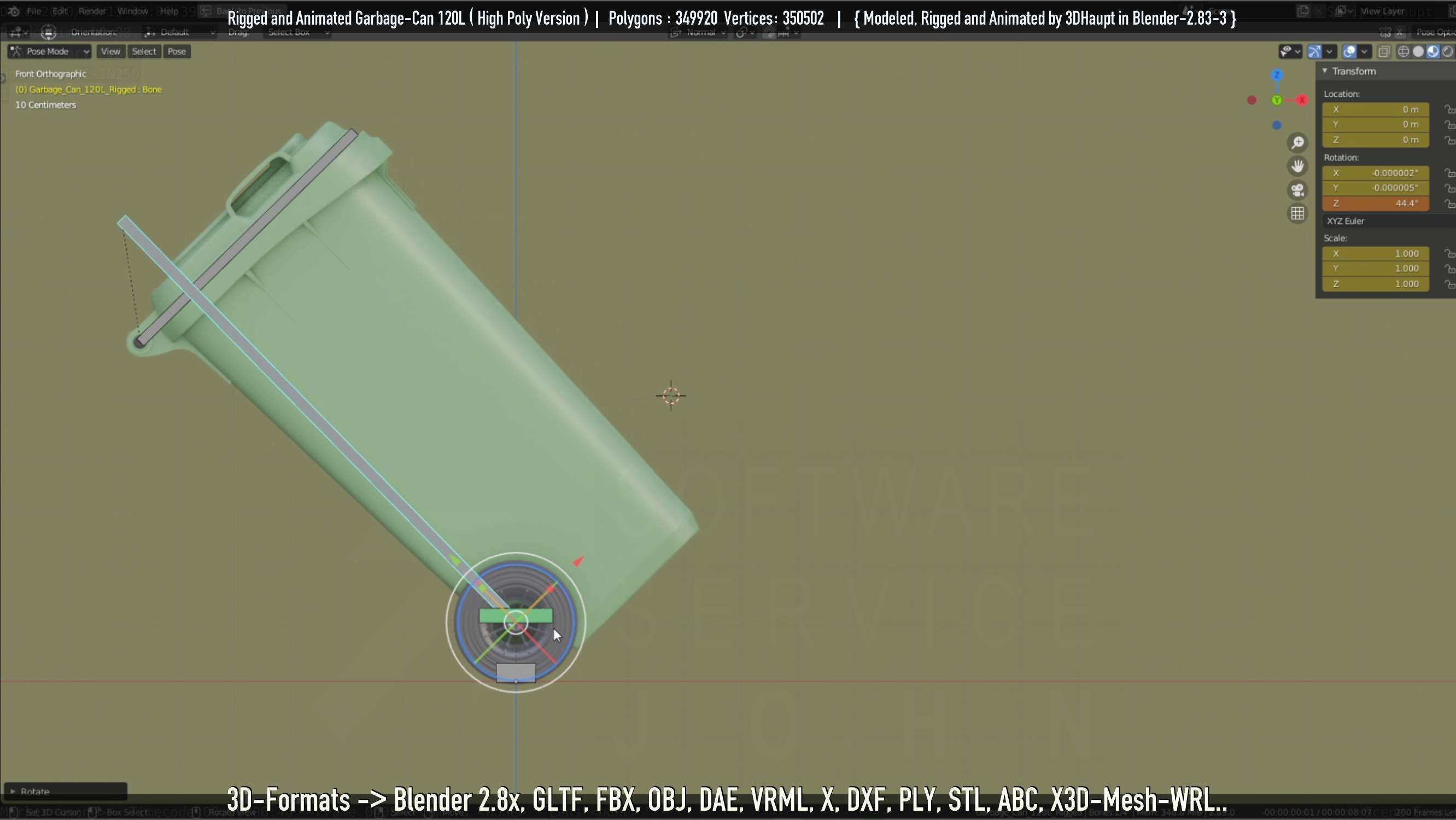 Rigged and Animated Garbage Can 120L High Poly 3D model_59