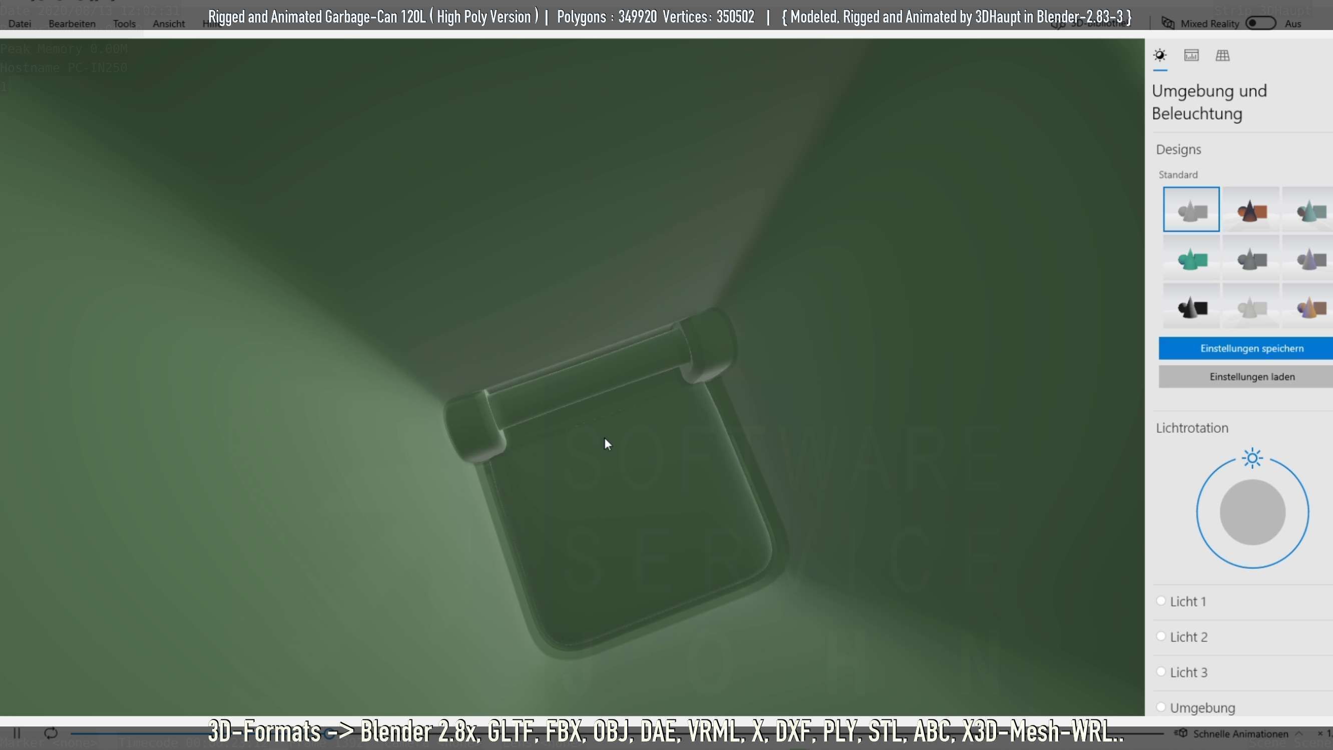Rigged and Animated Garbage Can 120L High Poly 3D model_25
