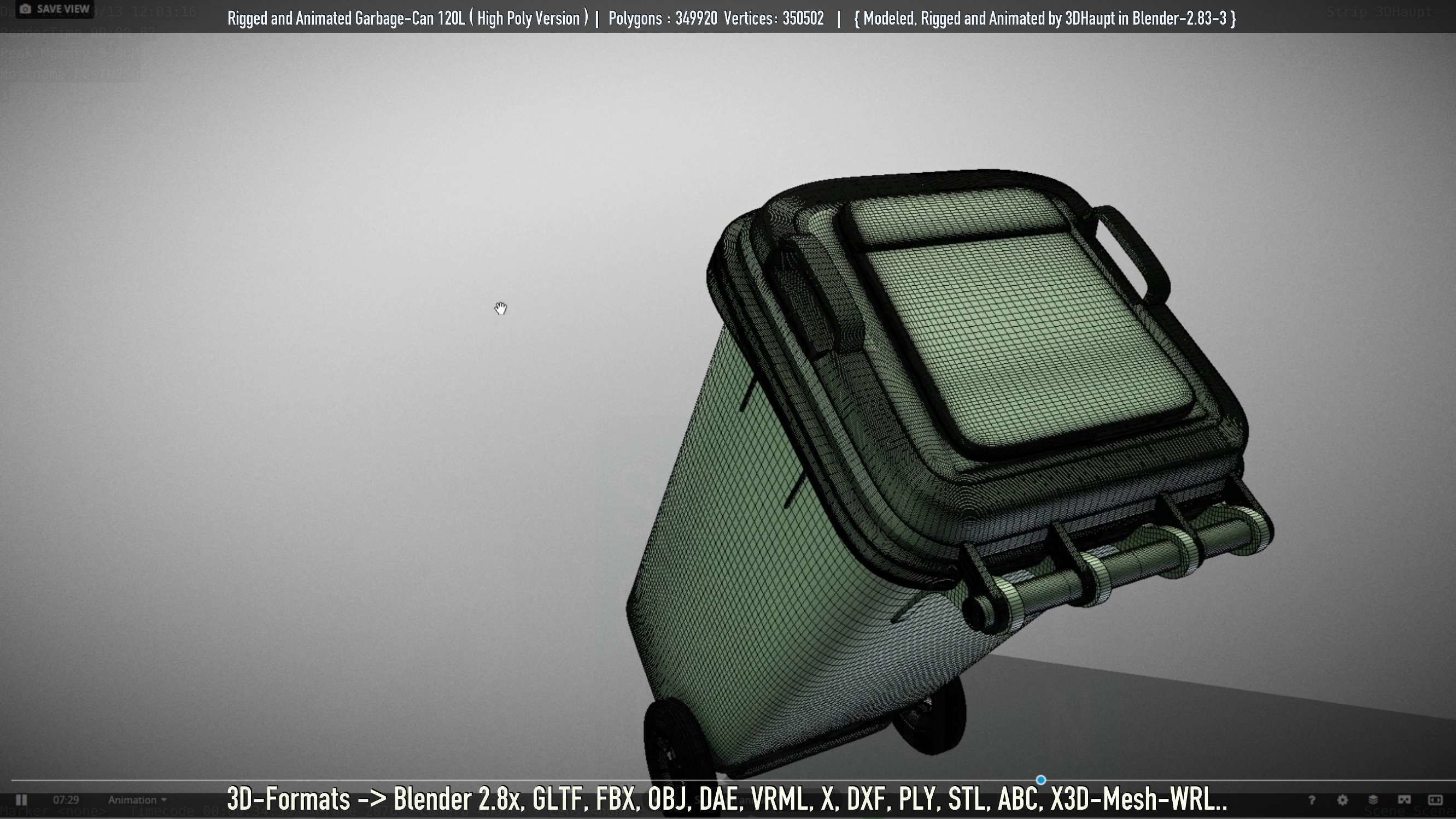 Rigged and Animated Garbage Can 120L High Poly 3D model_38