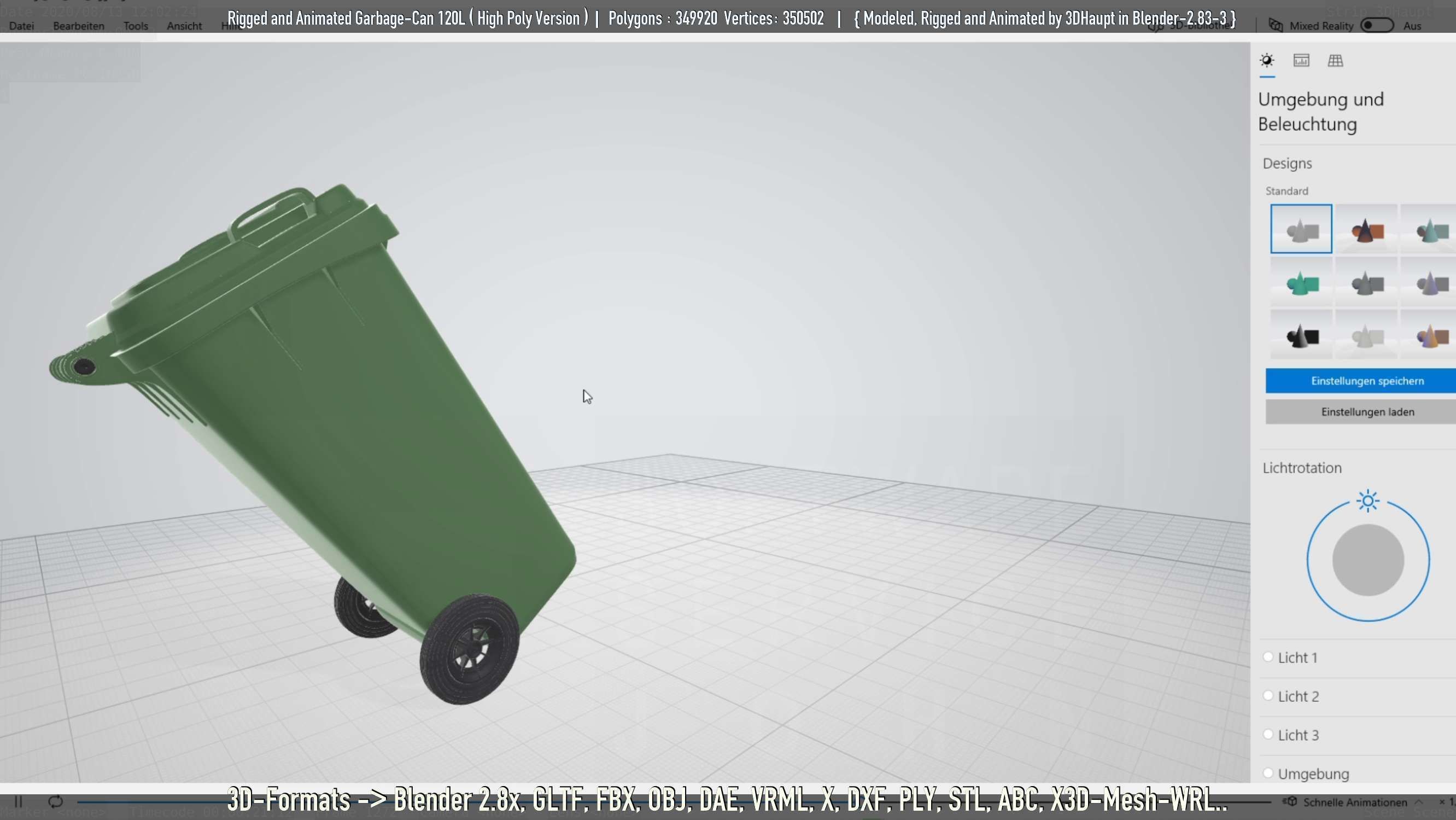 Rigged and Animated Garbage Can 120L High Poly 3D model_78