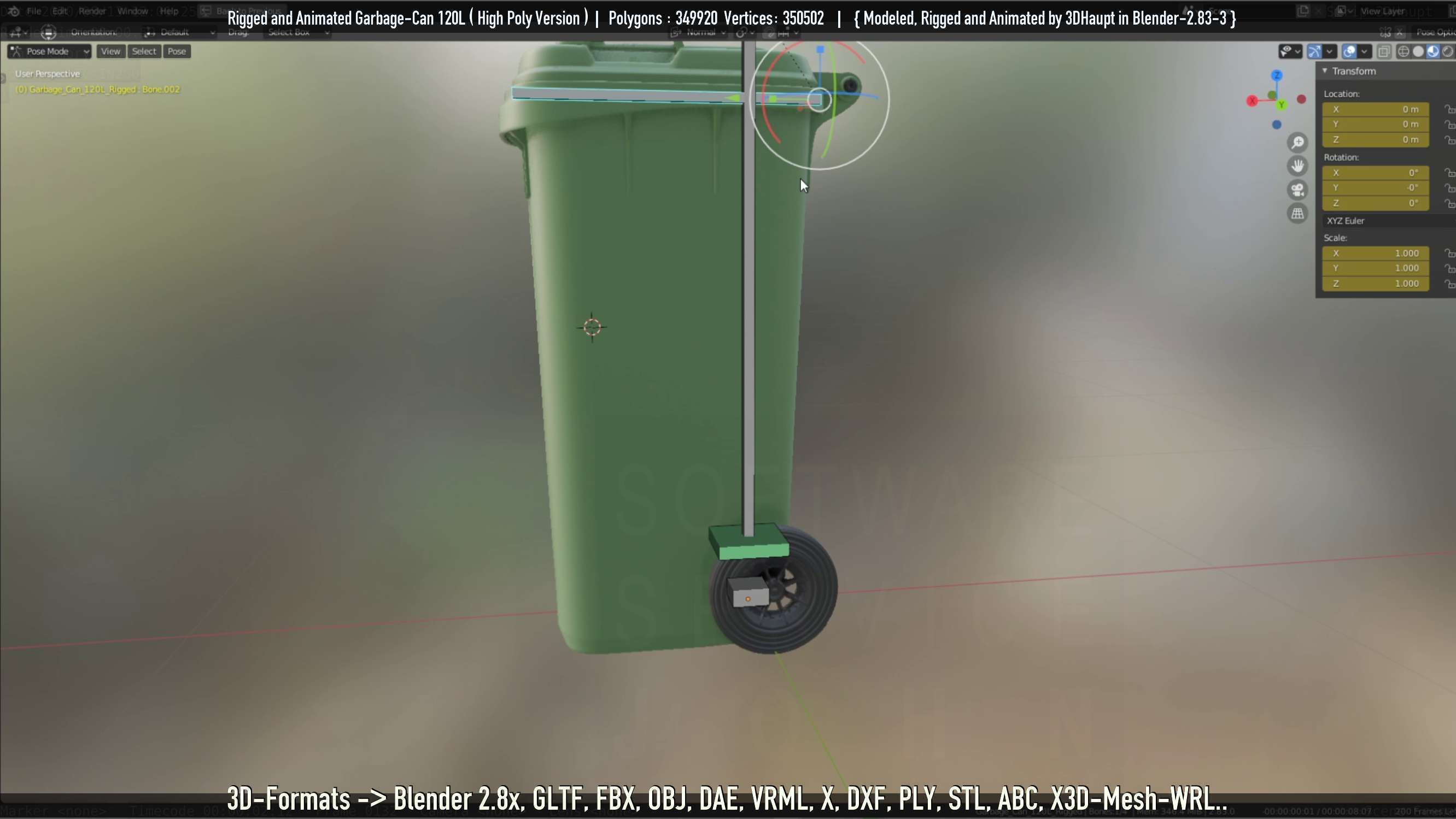 Rigged and Animated Garbage Can 120L High Poly 3D model_56
