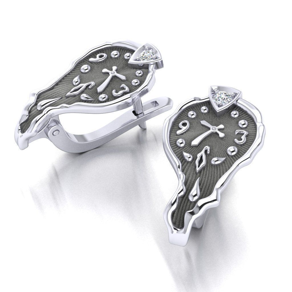 Earrings Soft watch 3D print model_2