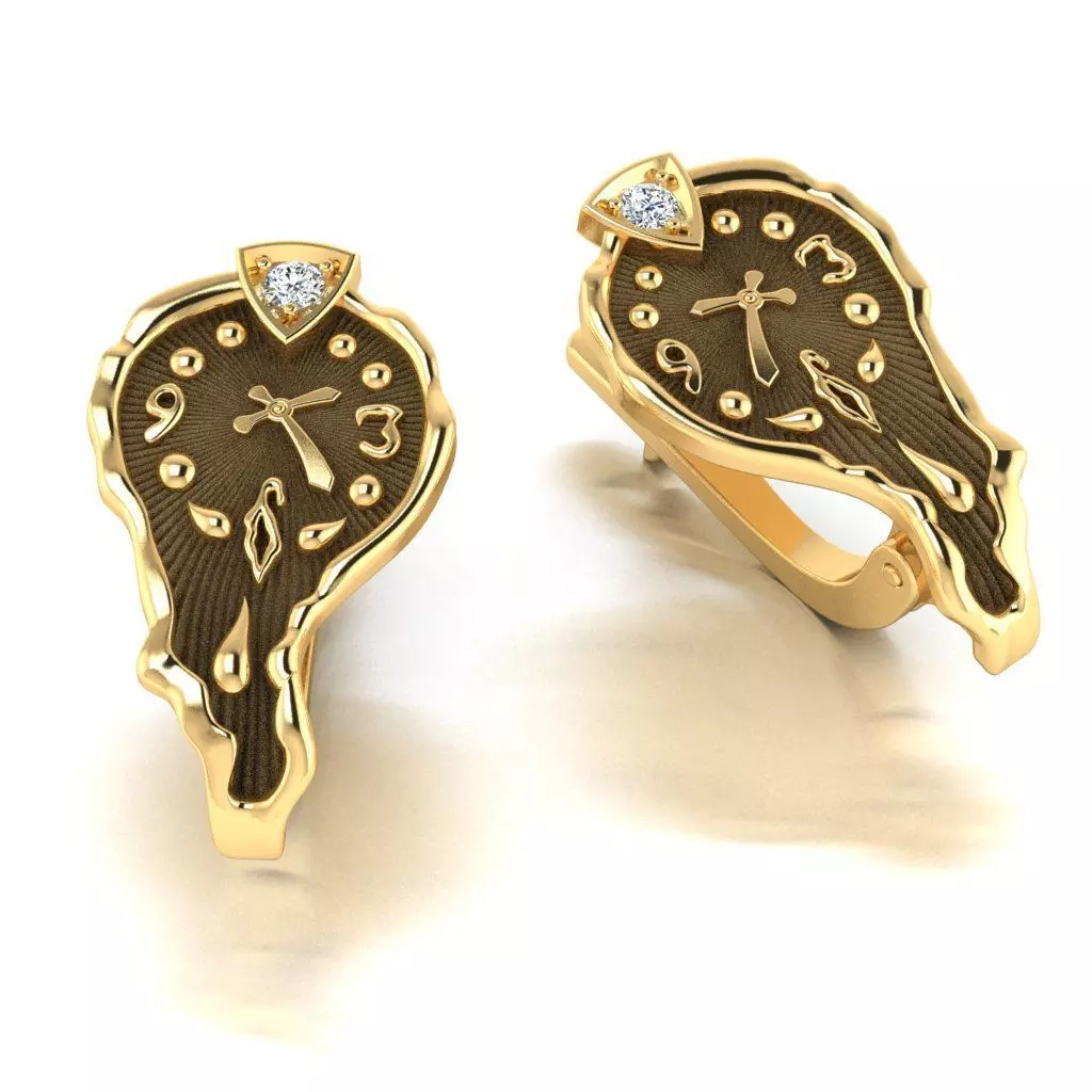 Earrings Soft watch 3D print model_0