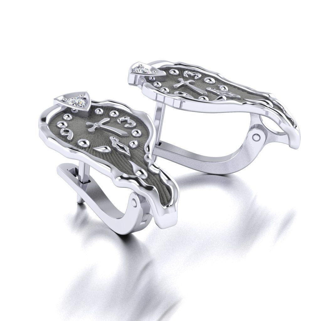 Earrings Soft watch 3D print model_3