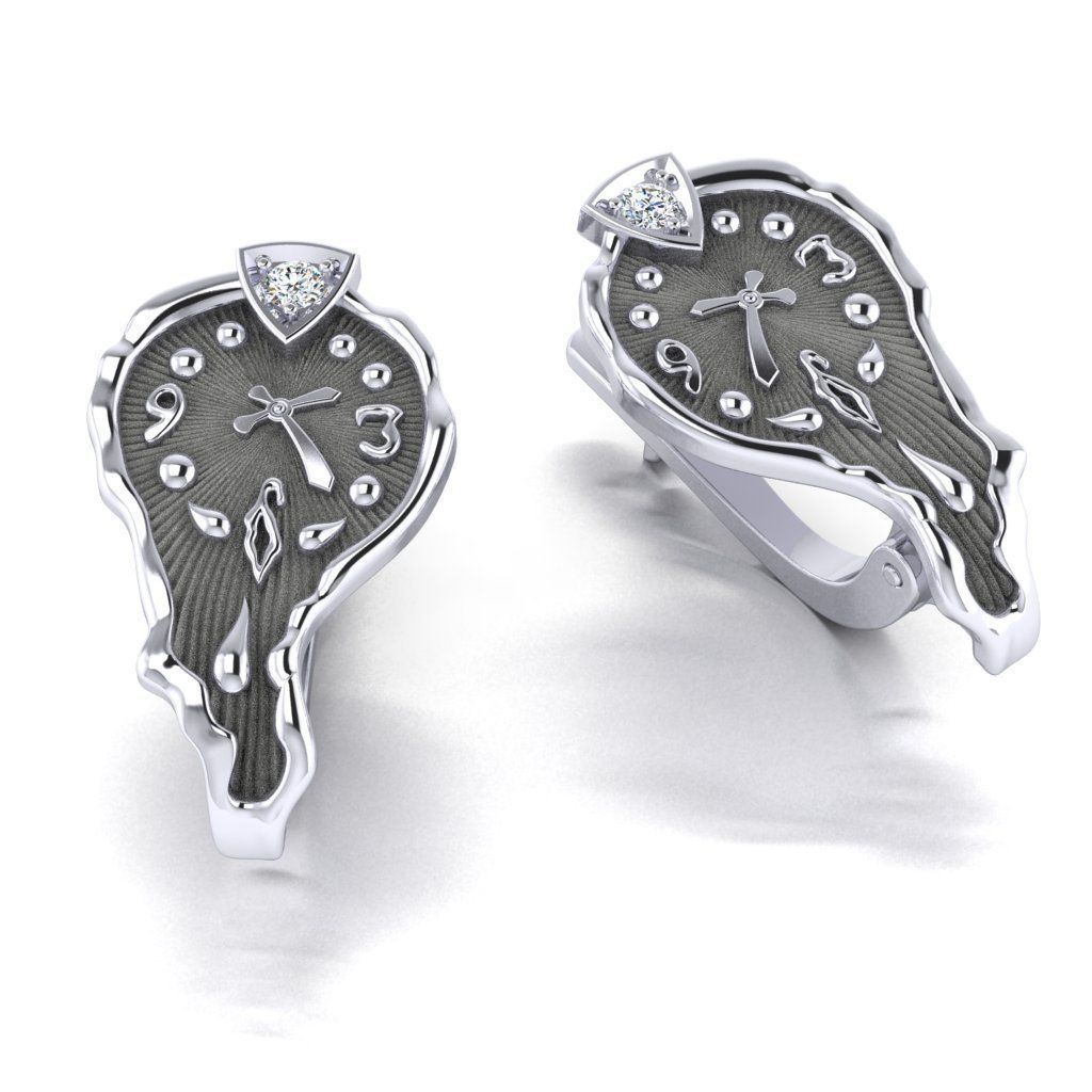 Earrings Soft watch 3D print model_1