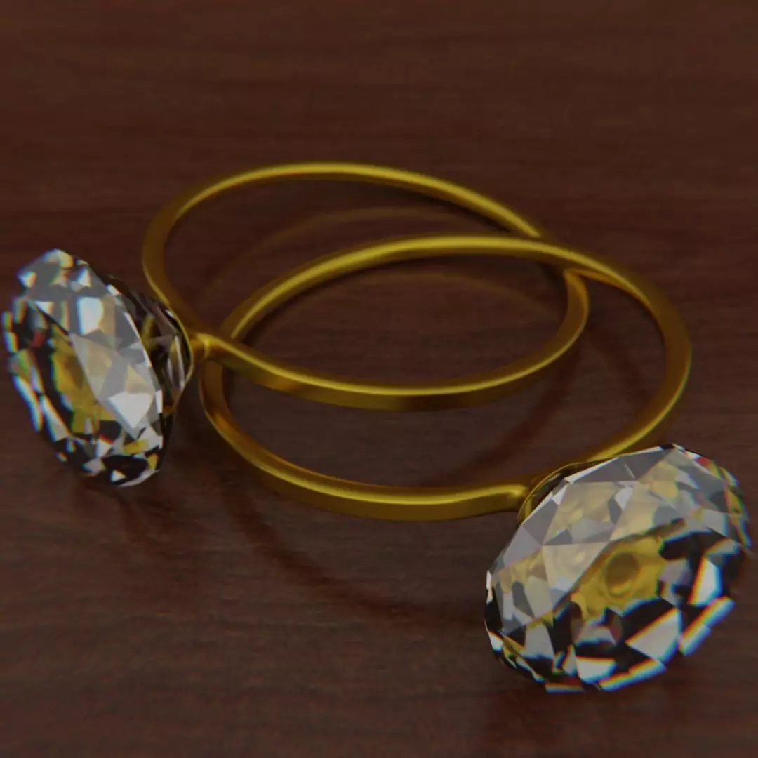 Gold Diamond Ring Free 3D model_0