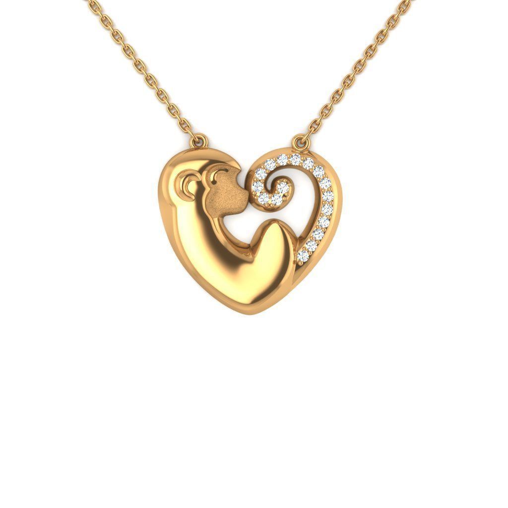Monkey heart necklace 3D print model_1