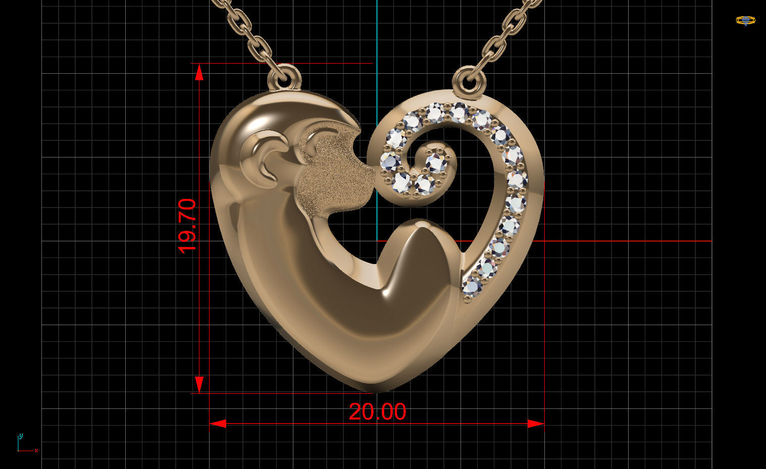 Monkey heart necklace 3D print model_2