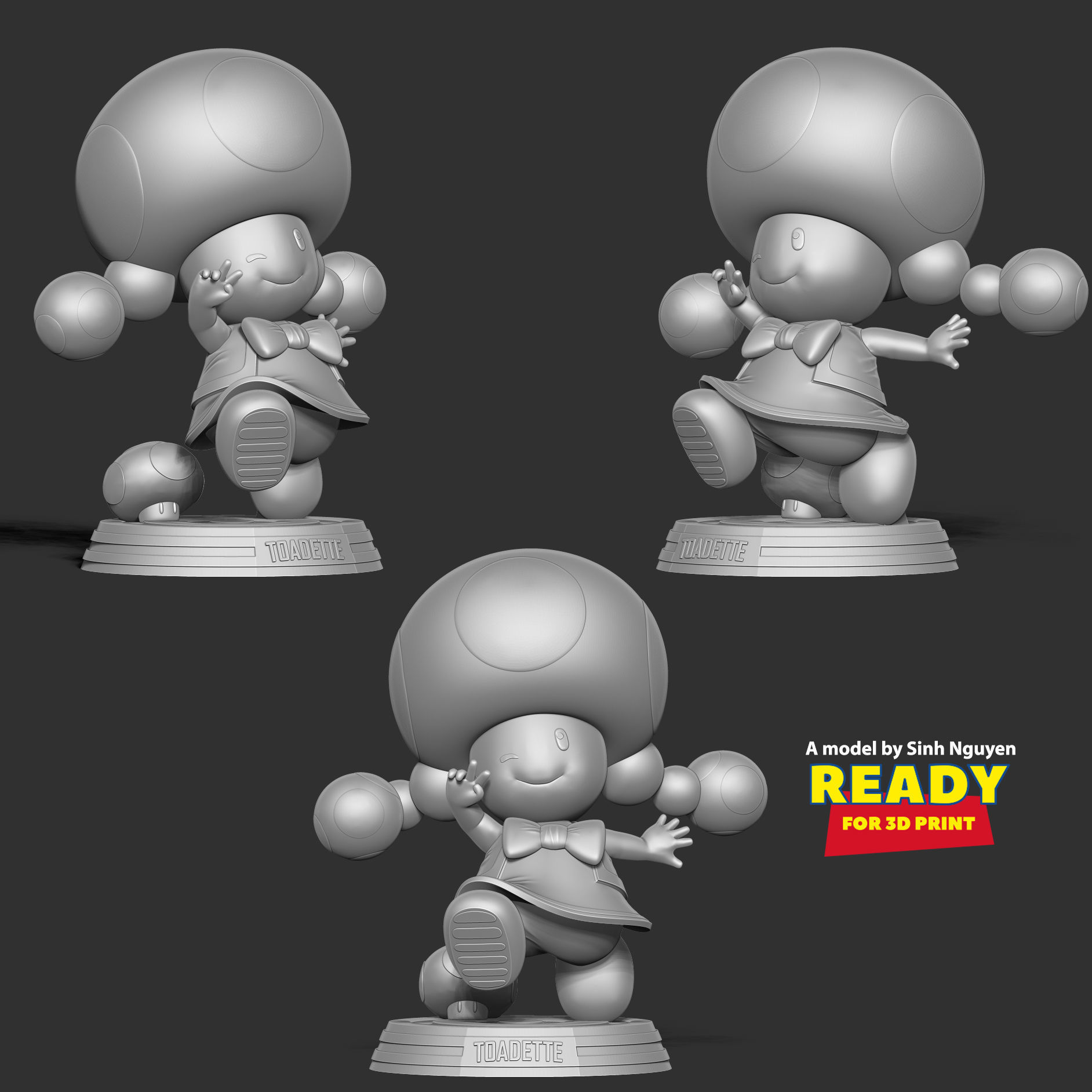 Toadette - Super Mario Fanart 3D print model_6