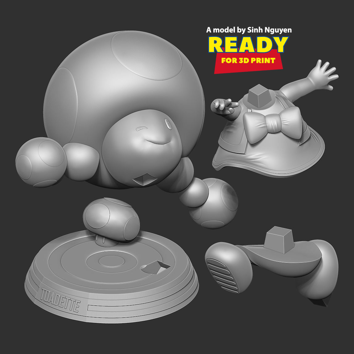 Toadette - Super Mario Fanart 3D print model_2