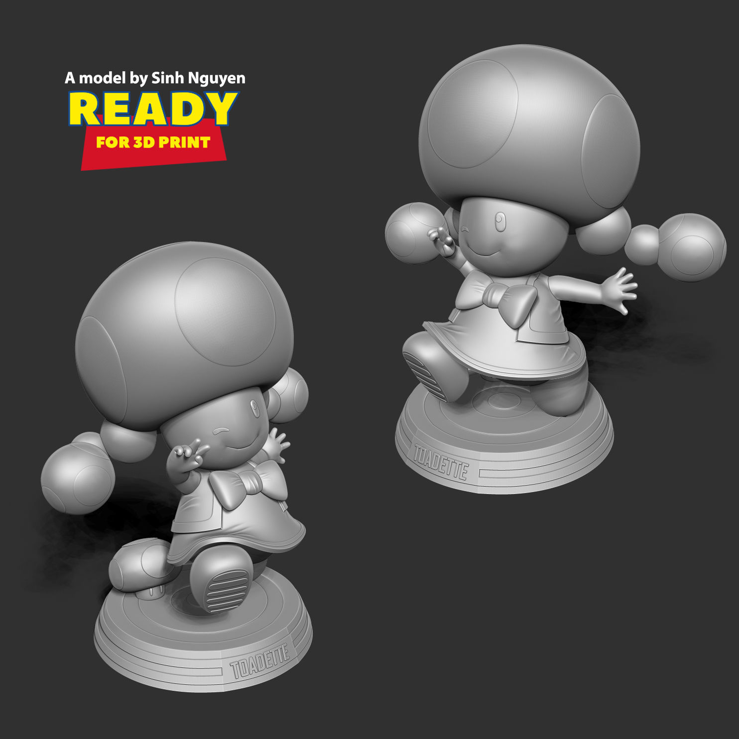 Toadette - Super Mario Fanart 3D print model_3