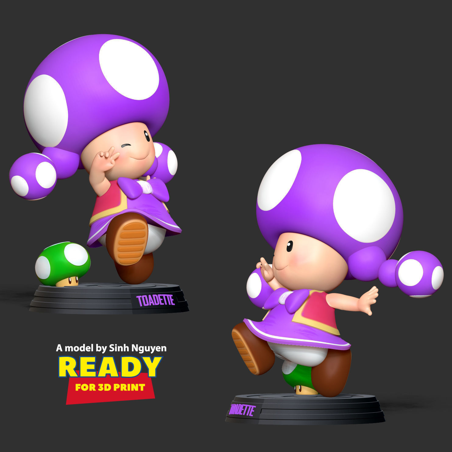 Toadette - Super Mario Fanart 3D print model_5