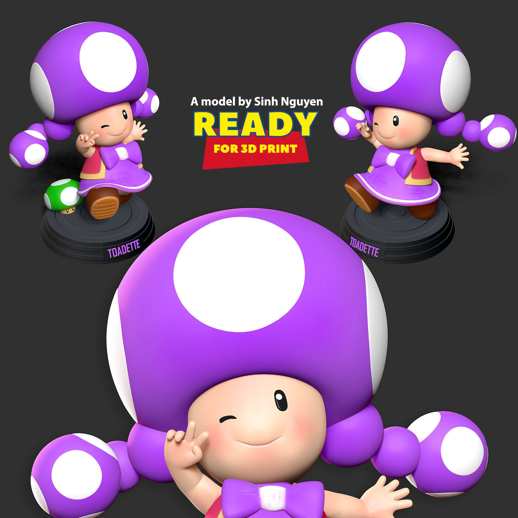 Toadette - Super Mario Fanart 3D print model_1