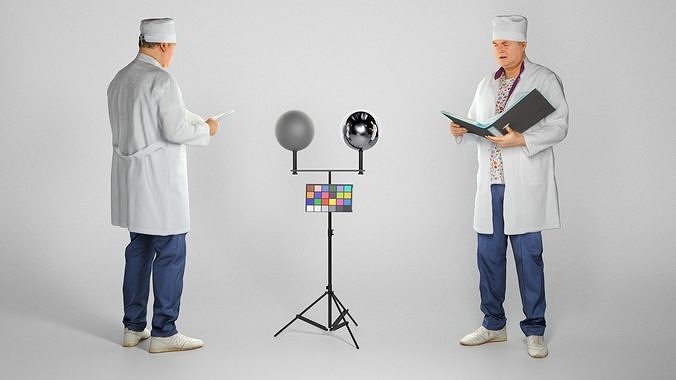 Adult man in medical uniform with a folder 200 Low-poly 3D model