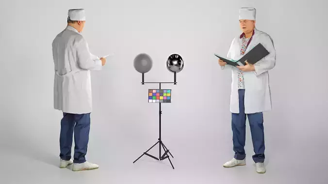 Adult man in medical uniform with a folder 200 Low-poly 3D model