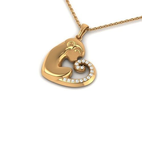 Monkey pendant heart 3D print model