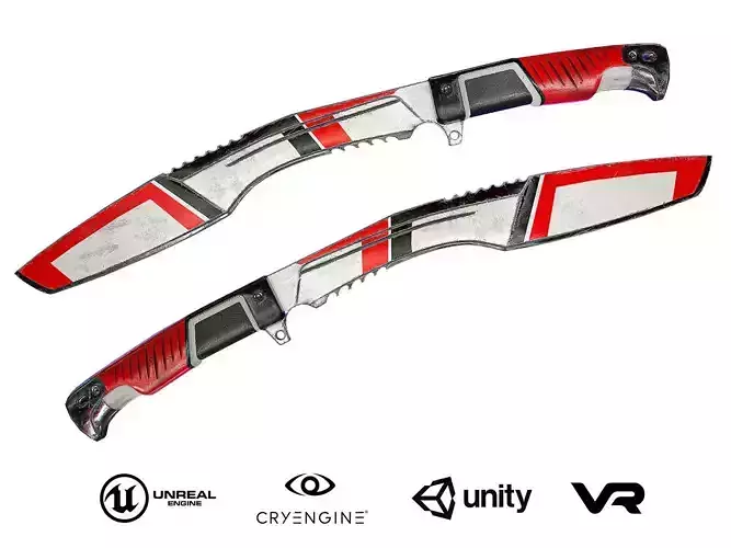 Sci-Fi Knife Kukri Low-poly 3D model