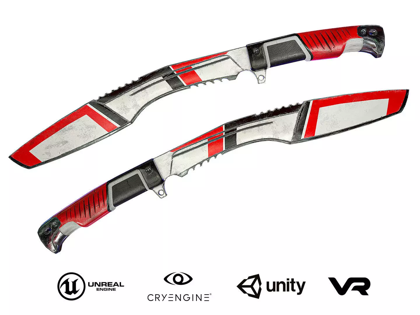 Sci-Fi Knife Kukri Low-poly 3D model_0