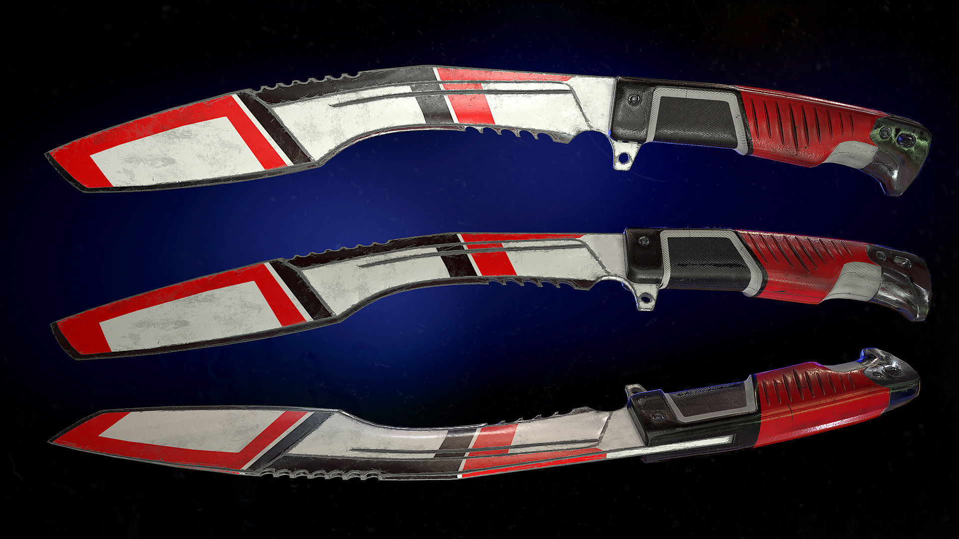 Sci-Fi Knife Kukri Low-poly 3D model_4