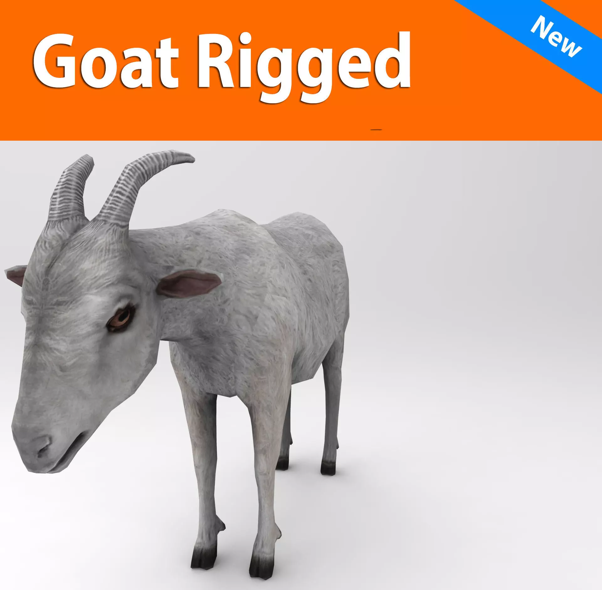 Goat Rigged model Low-poly 3D model