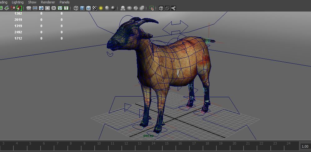 Red Goat Rigged  Low-poly 3D model_7