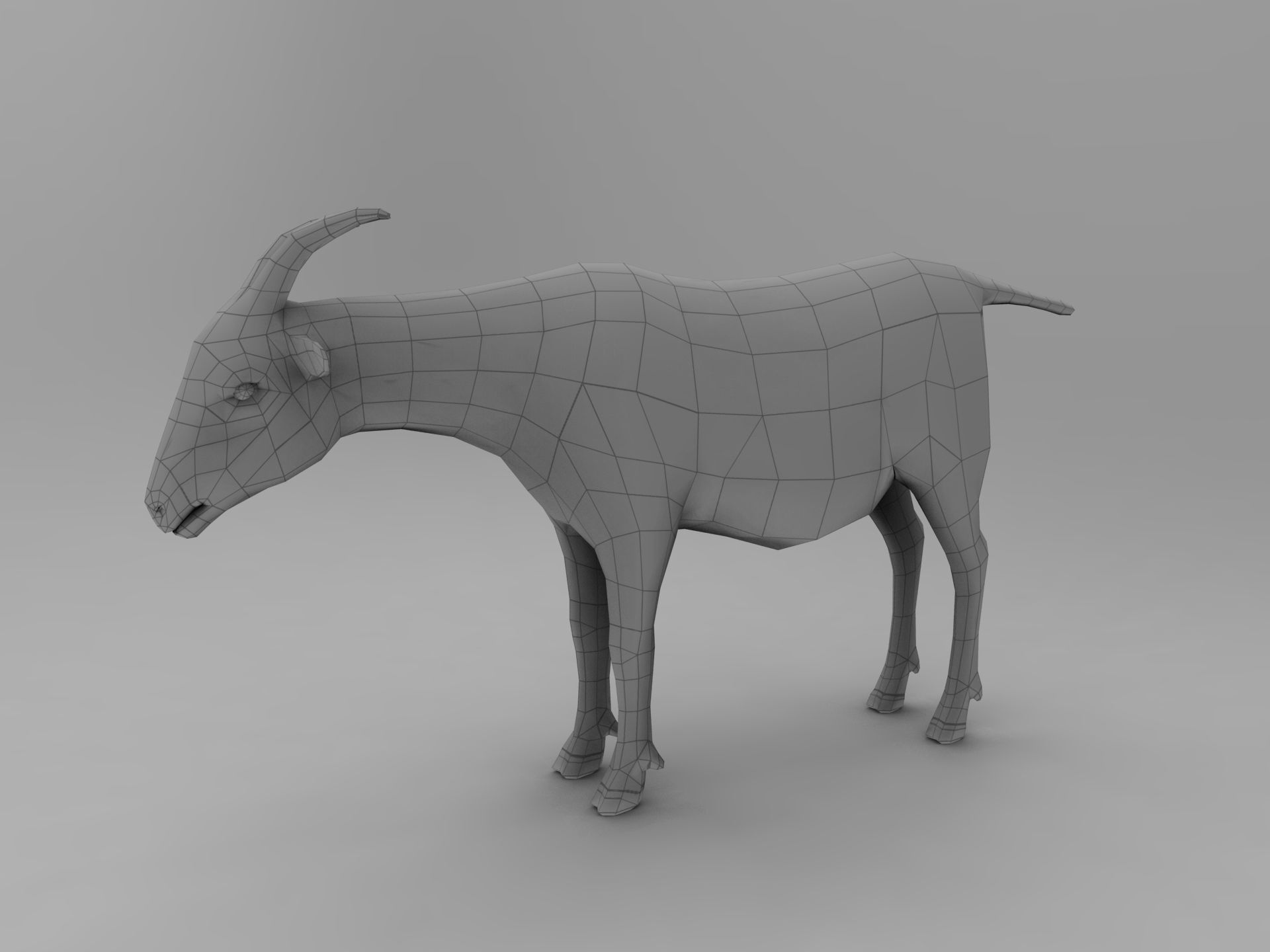 Red Goat Rigged  Low-poly 3D model_10