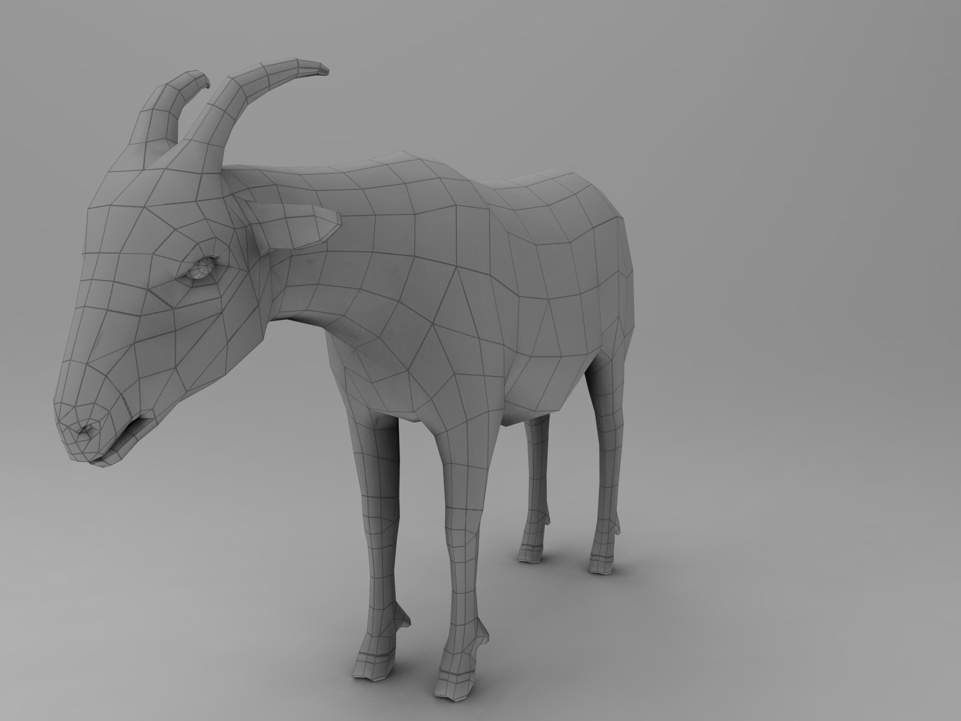 Red Goat Rigged  Low-poly 3D model_9