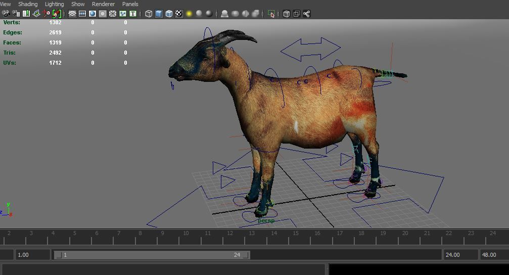 Red Goat Rigged  Low-poly 3D model_6