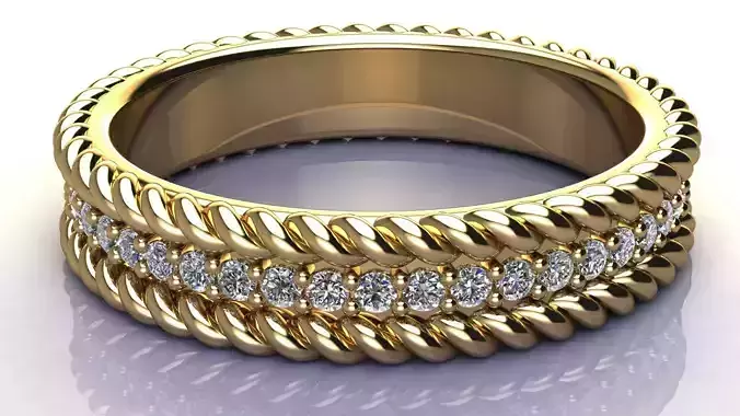 Cable Diamond Wedding Ring size 17 mm