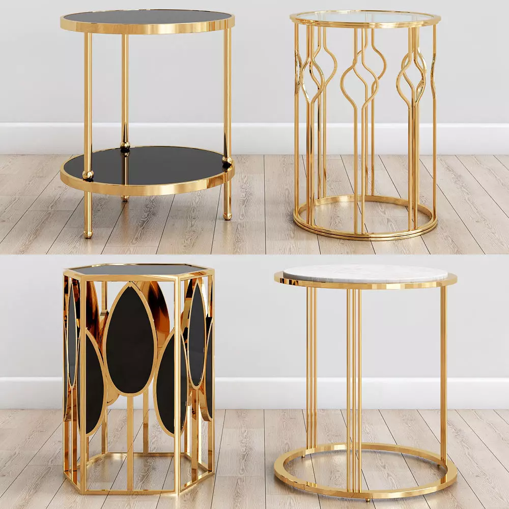 Gold Side Table 3D model_0