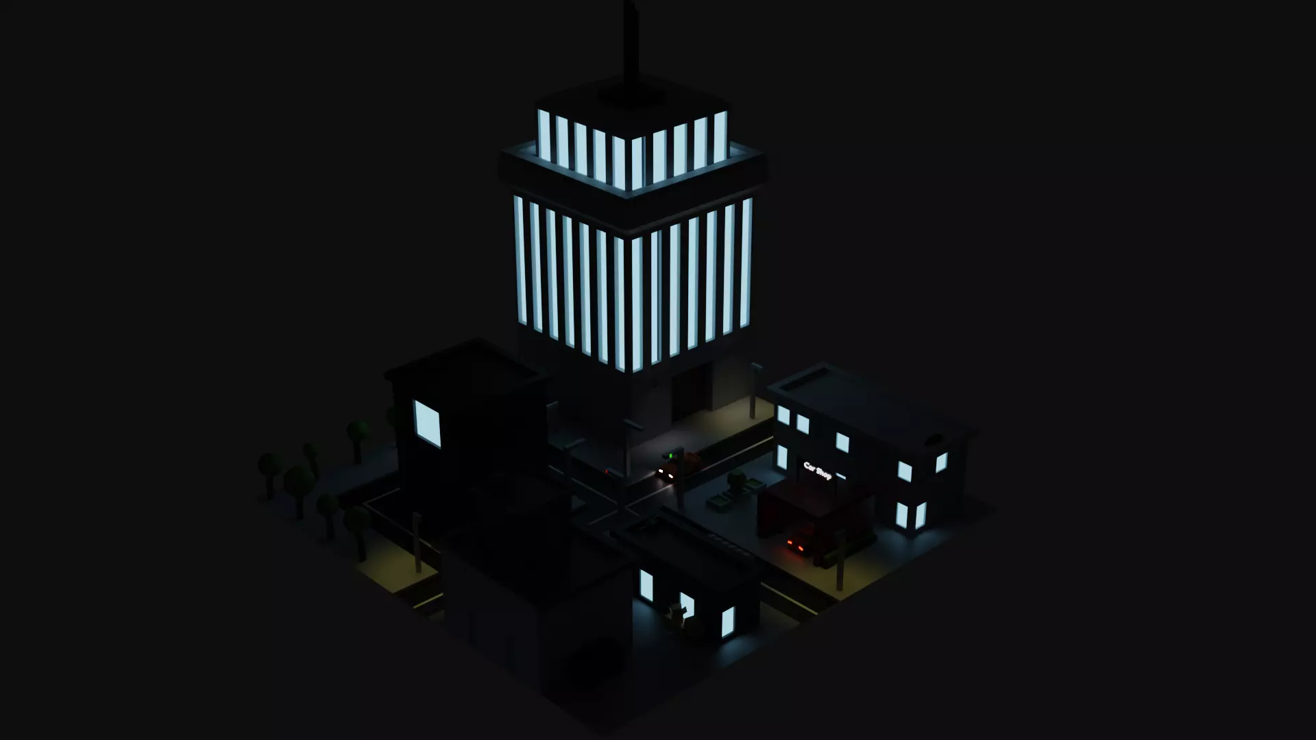 Low Poly Cartoon City Free low-poly 3D model