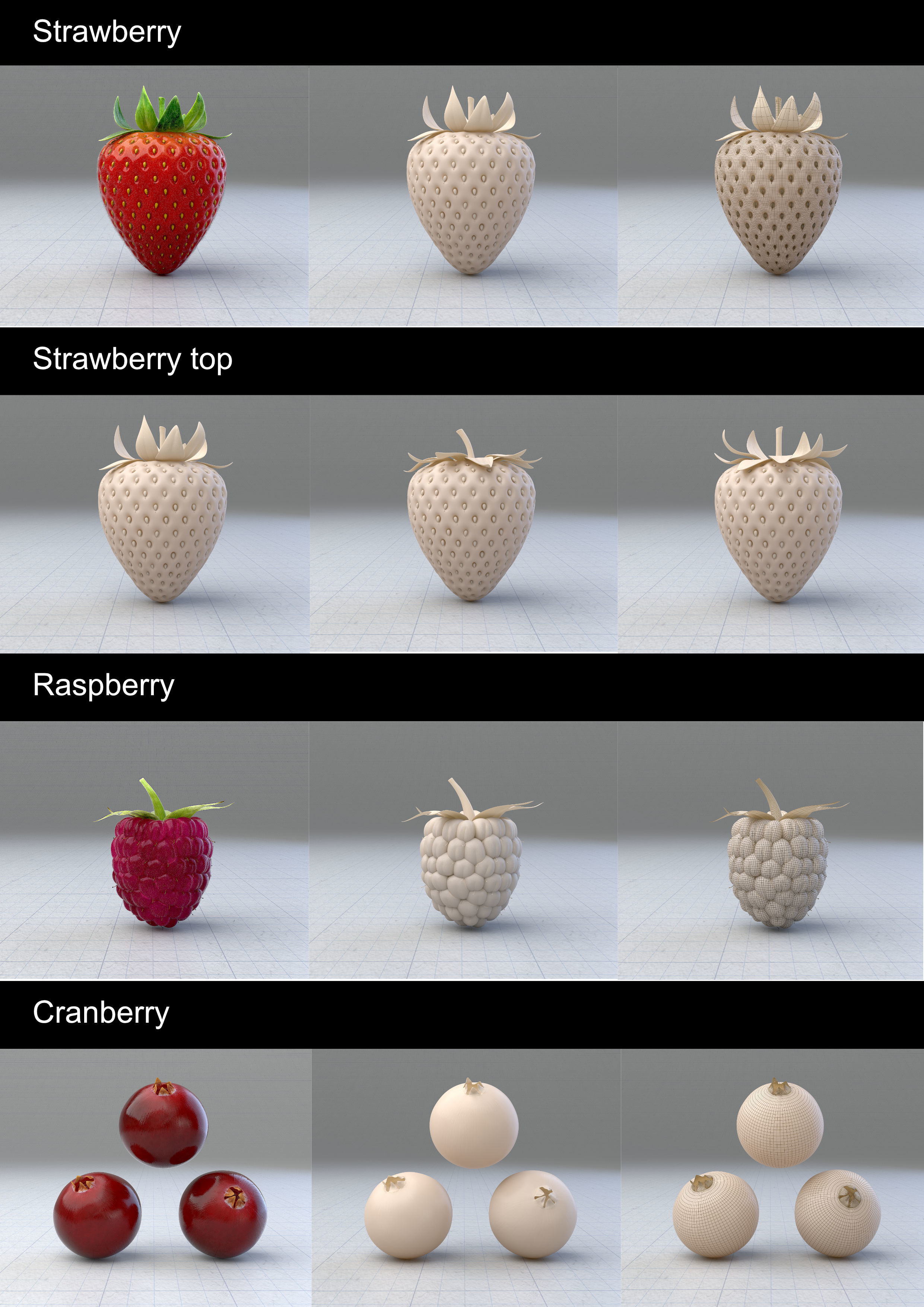 Berries and nuts bundle 3D model_3