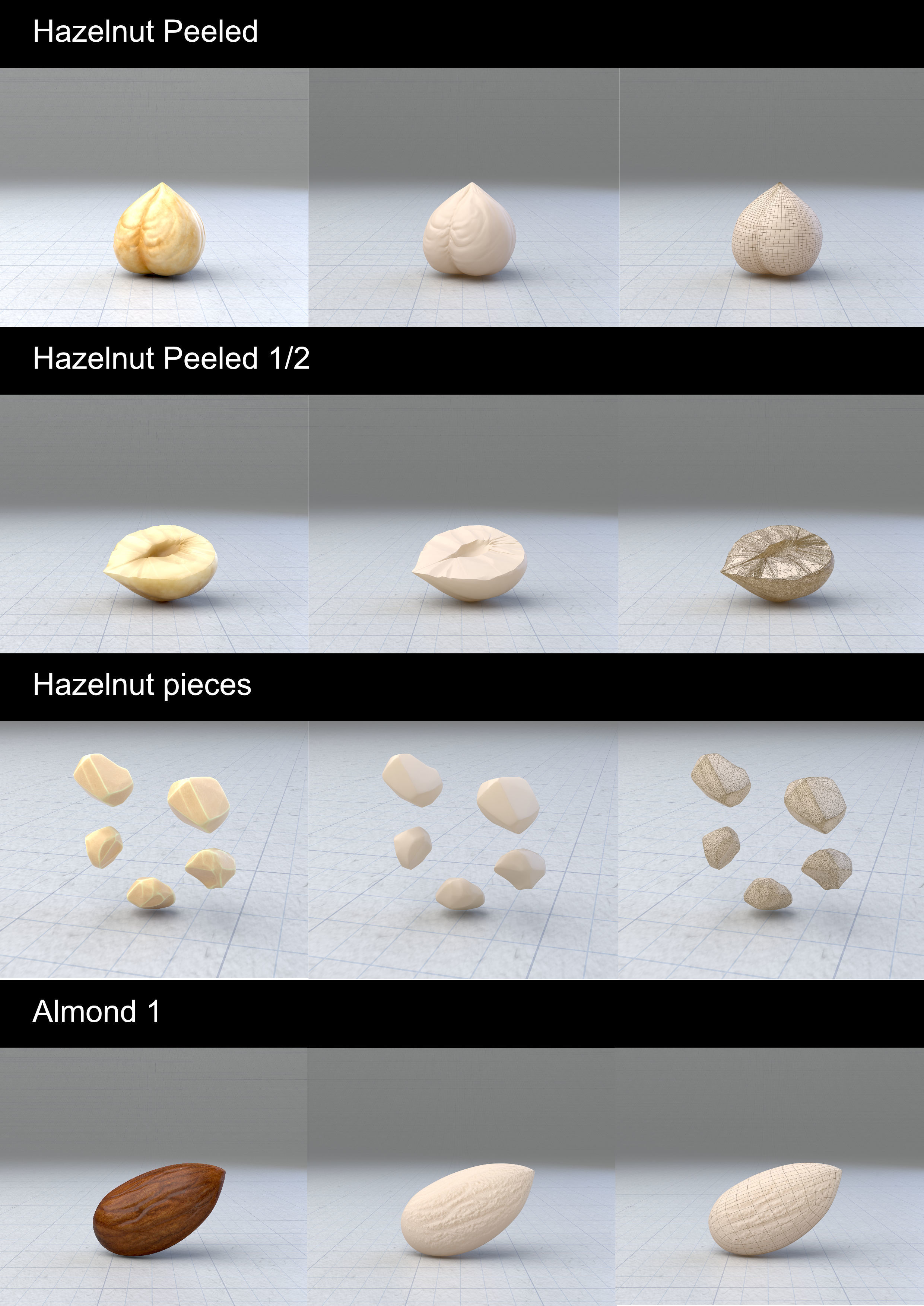 Berries and nuts bundle 3D model_7