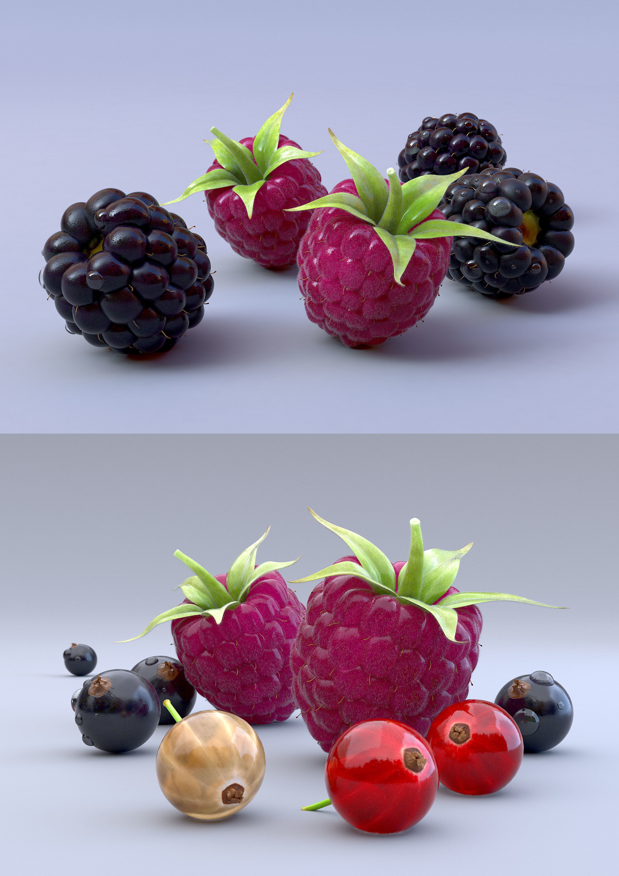 Berries and nuts bundle 3D model_10