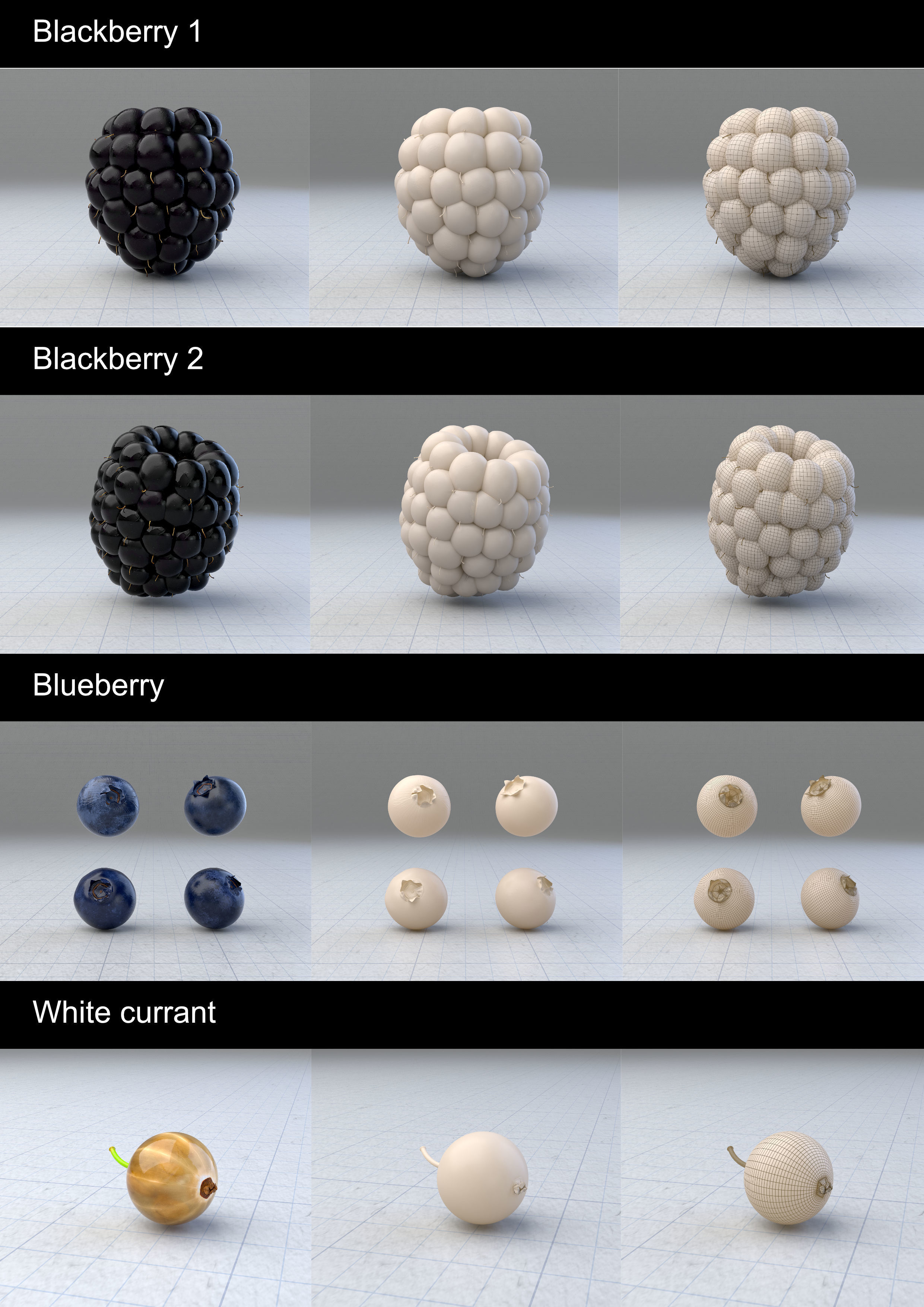 Berries and nuts bundle 3D model_4