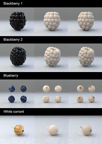 Berries and nuts bundle 3D model 5