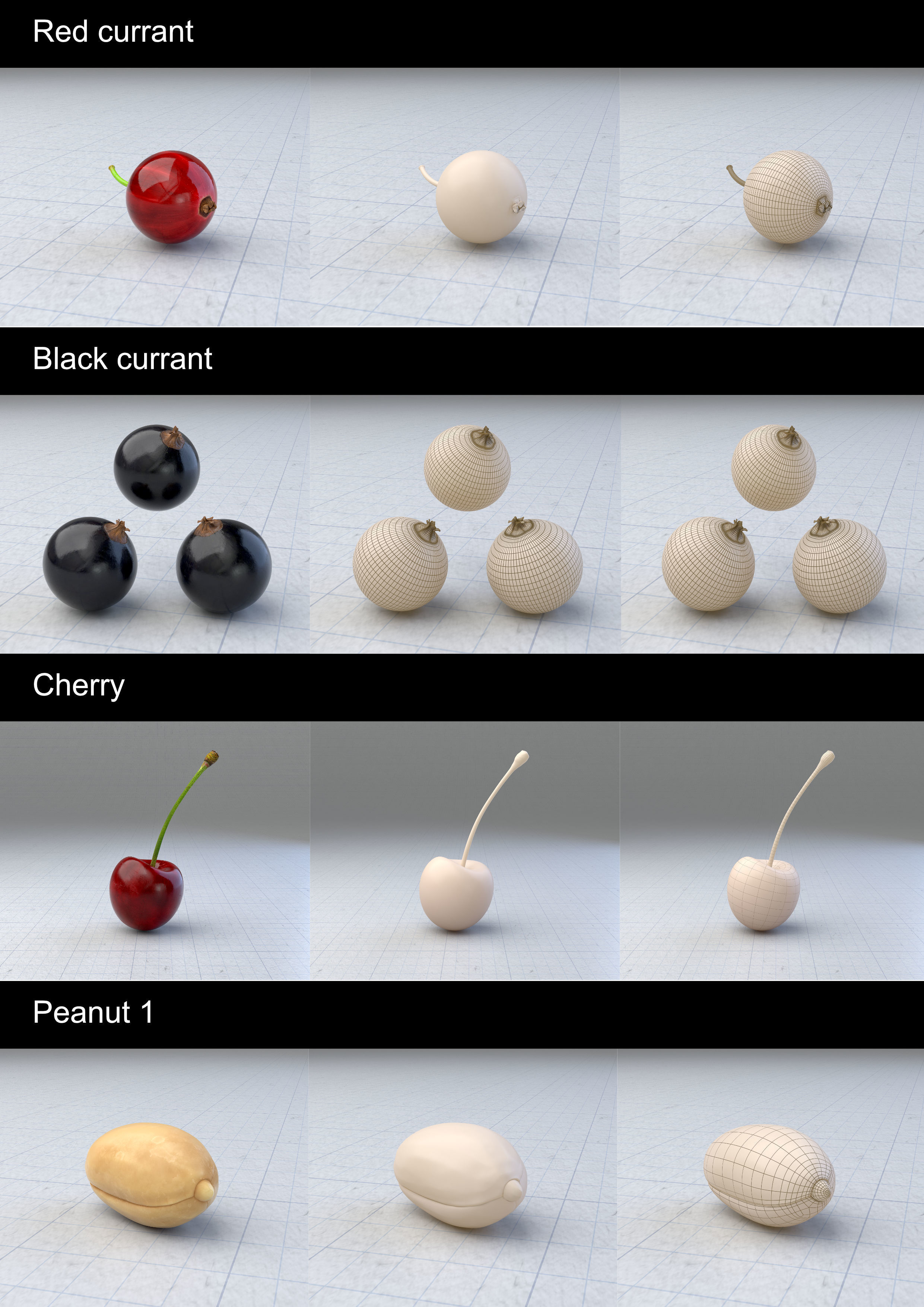 Berries and nuts bundle 3D model_5