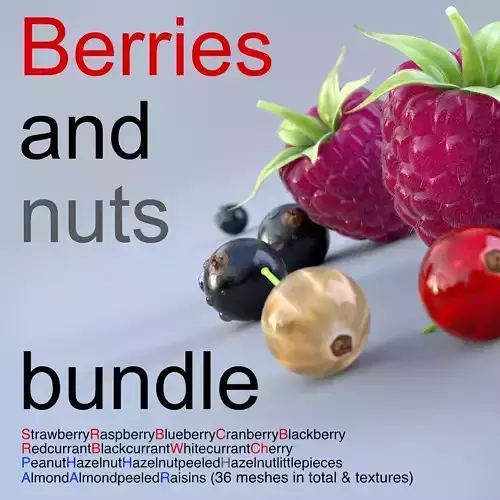 Berries and nuts bundle 3D model