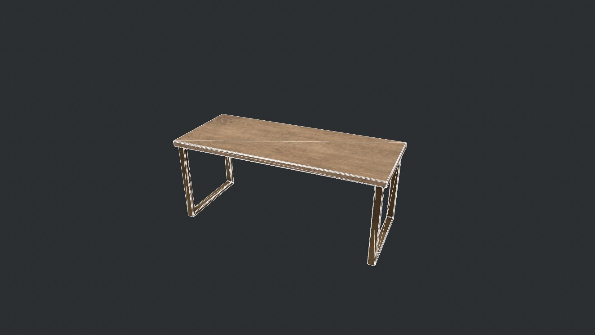 Beech Wood Modern Table Low-poly 3D model_25