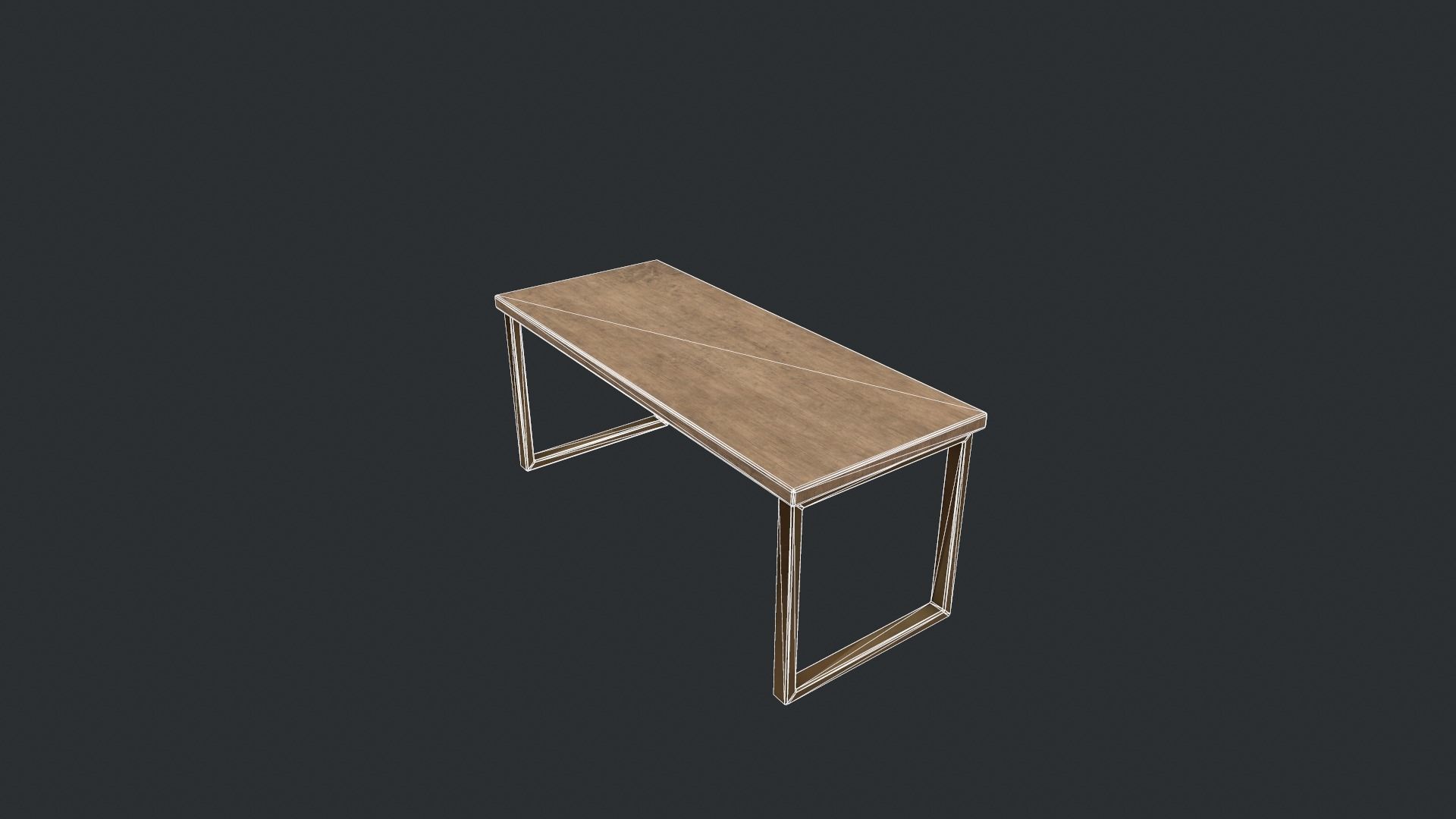 Beech Wood Modern Table Low-poly 3D model_15
