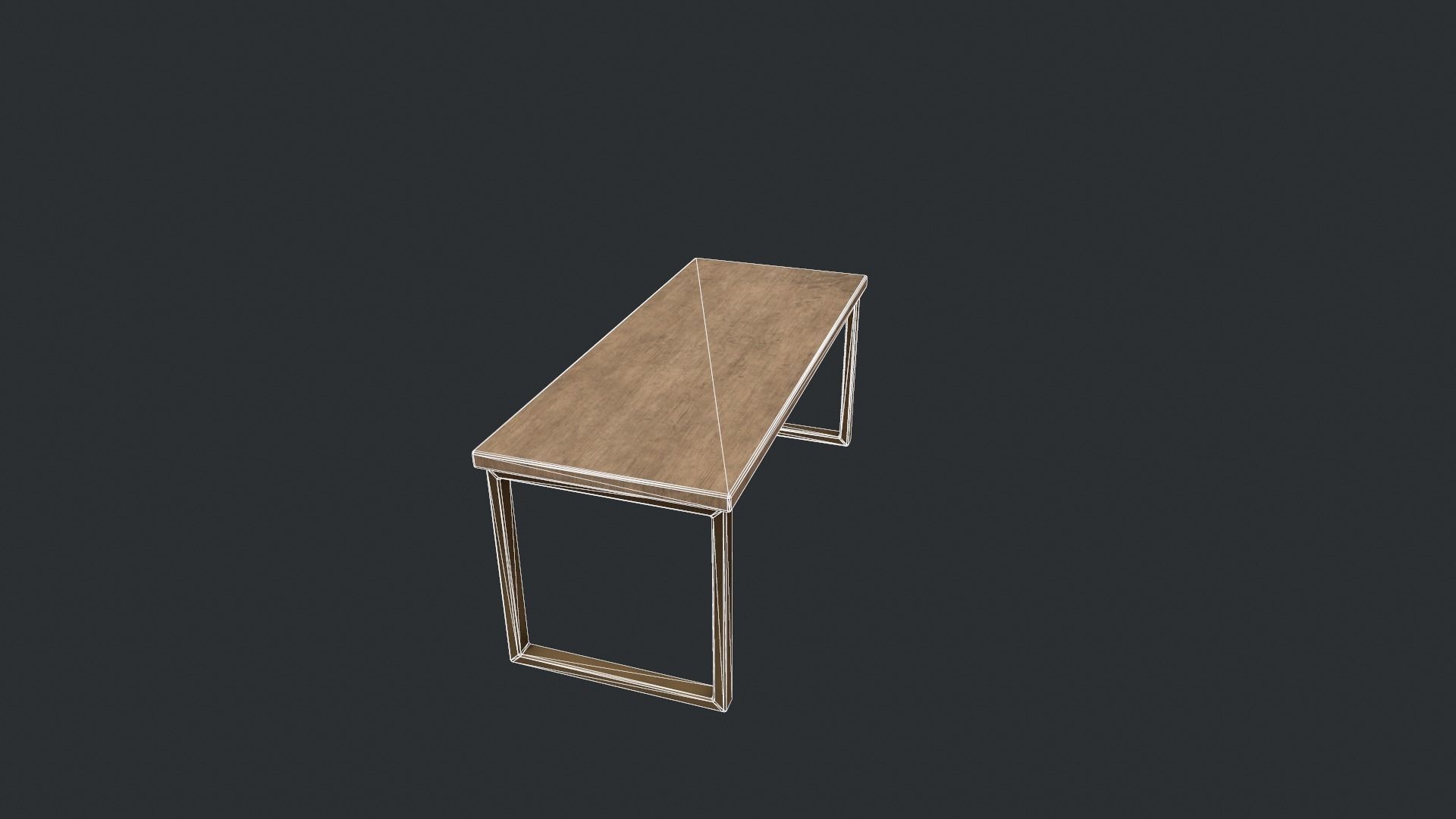 Beech Wood Modern Table Low-poly 3D model_17