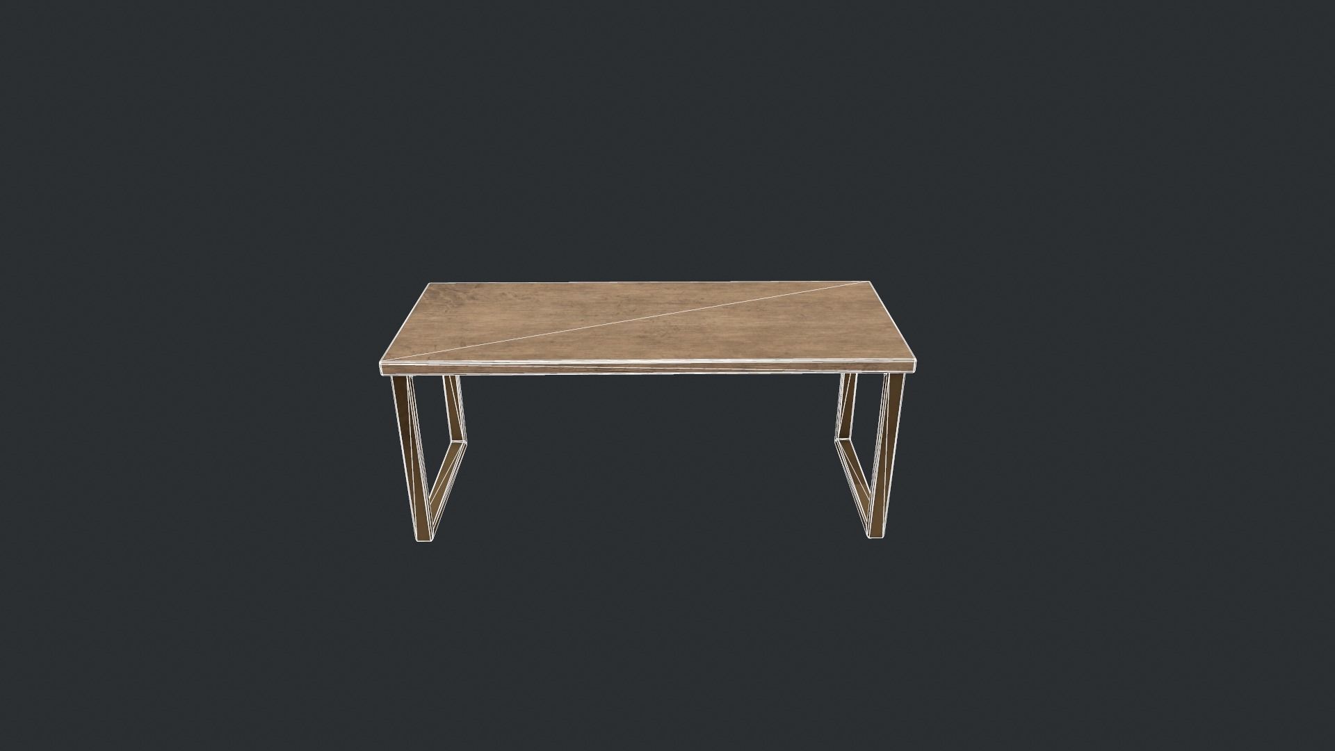 Beech Wood Modern Table Low-poly 3D model_24