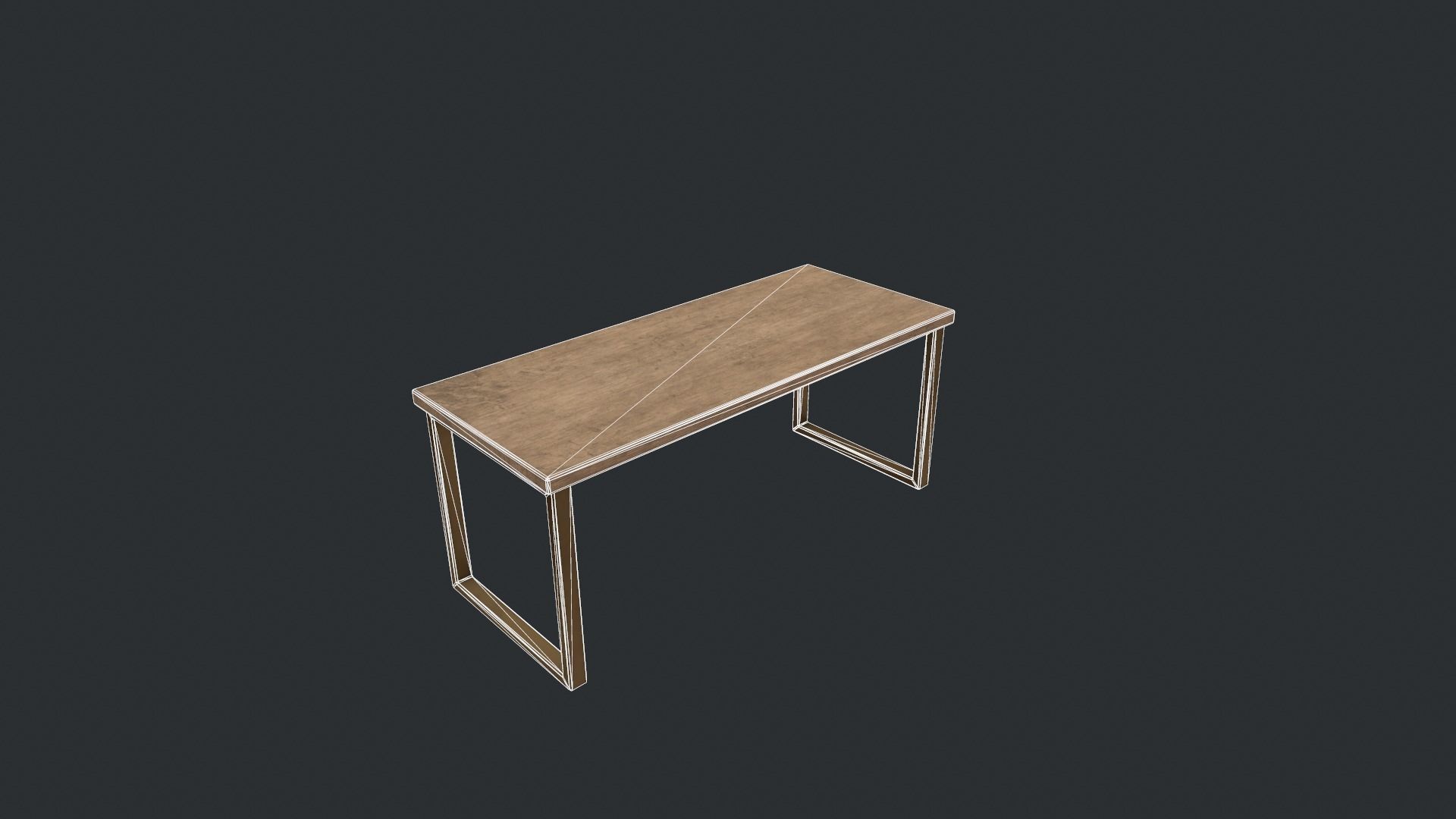 Beech Wood Modern Table Low-poly 3D model_23