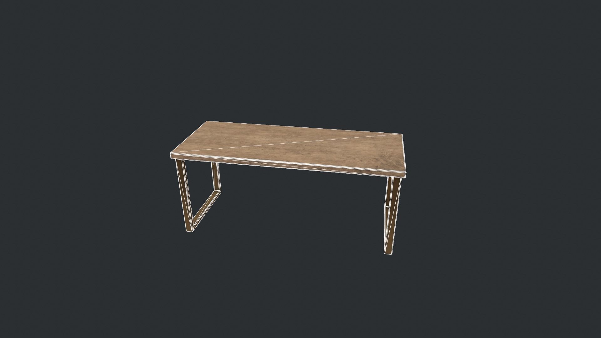 Beech Wood Modern Table Low-poly 3D model_19