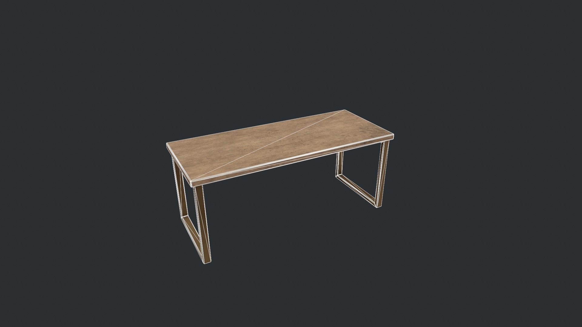 Beech Wood Modern Table Low-poly 3D model_18