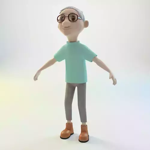 Oldman Lowpoly 3D Model Rigged and Animated Low-poly 3D model